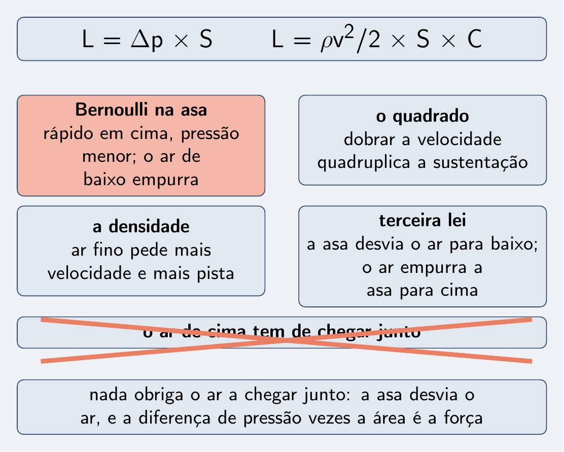 Quadro de tropeços sobre a asa